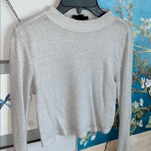 La hearts Grey Sheer Longsleeve Sparkle Tee XS